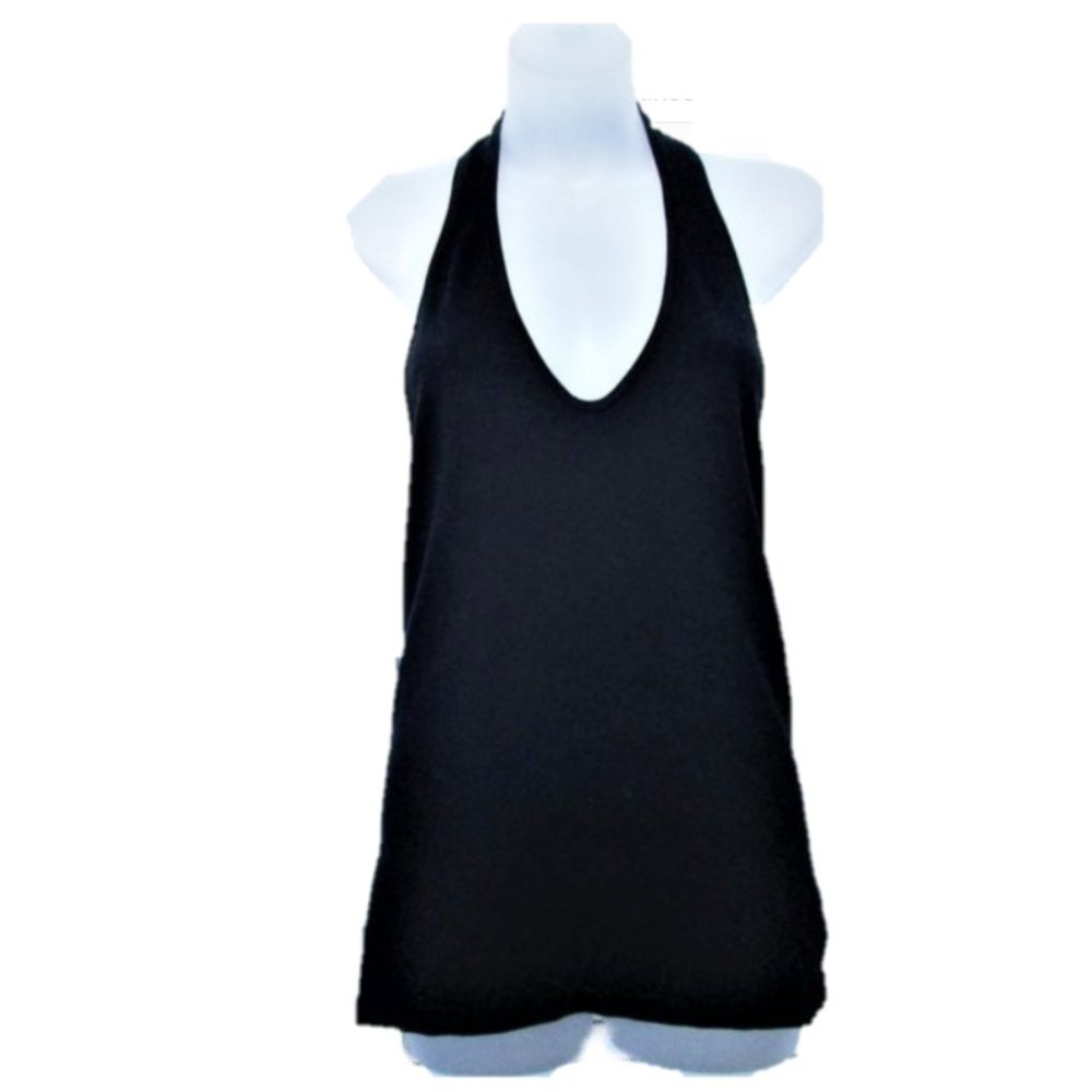 CITY DKNY black halter backless knit top M